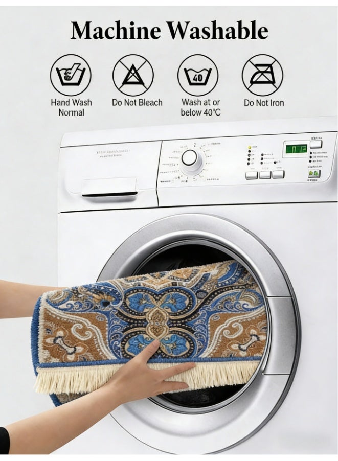 Islamic Janamaz Prayer Mat, Soft Velvet Namaz Mat, Turkey Style Aasan for Daily Namaz & Salah, 70*120CM, Printed Multi (L2523) - Image 5